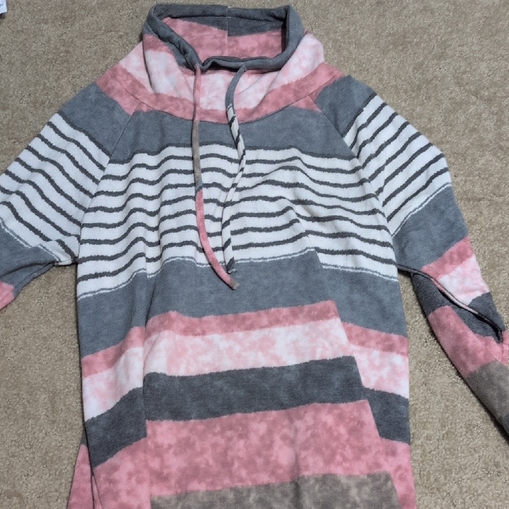 Striped Pink and Gray Women's Tunic